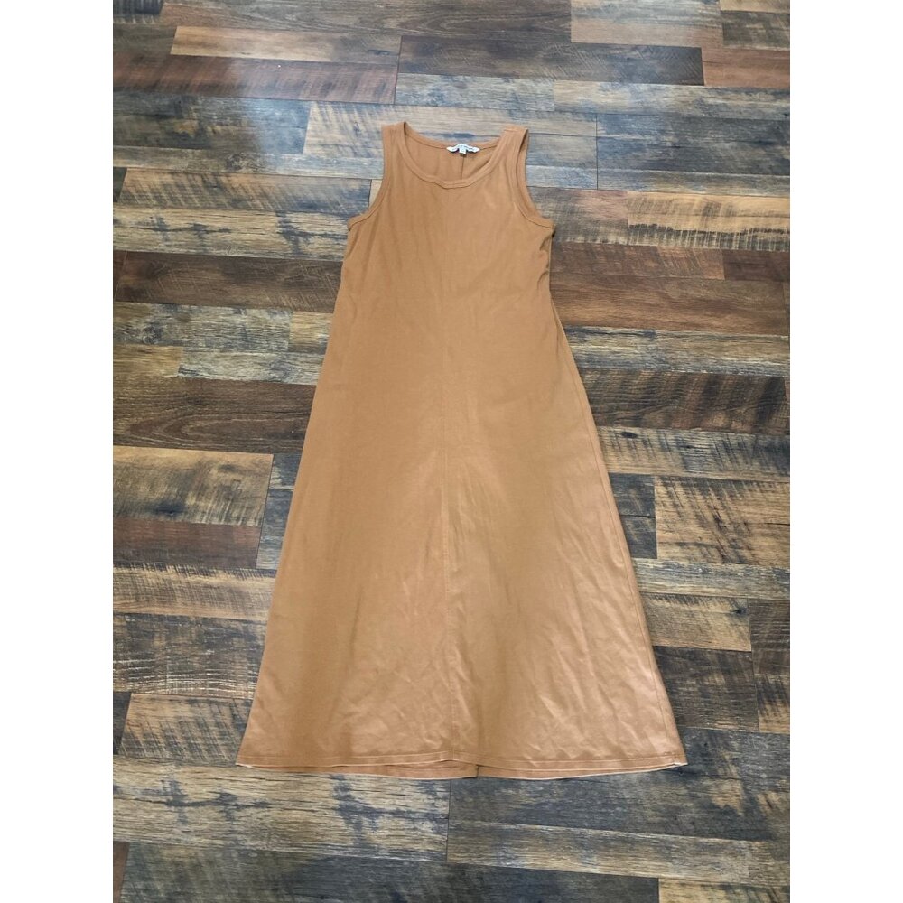Elizabeth And James 100% Cotton Tan Midi Dress Relaxed Fit Breathable